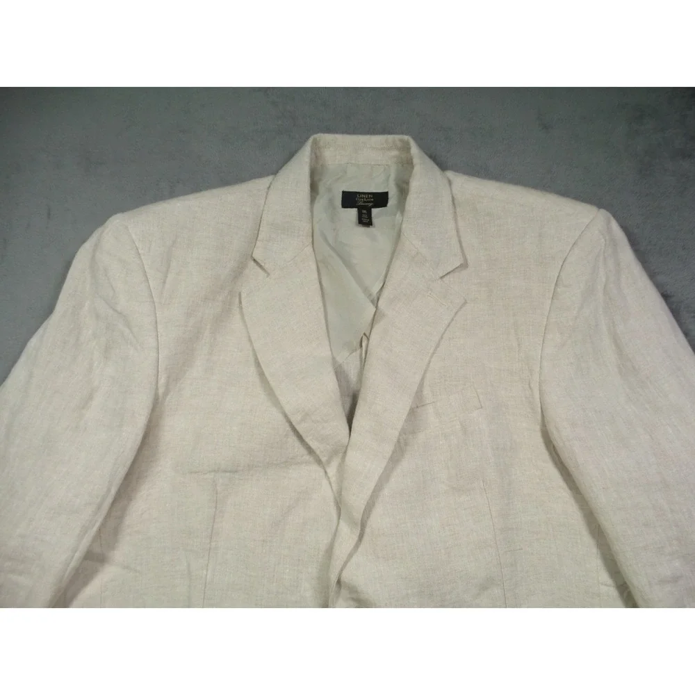 Club Room Luxury Blazer Mens Size 3XL Beige 100% Linen Double Vented 2 Button